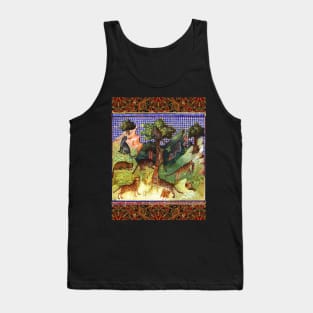 BOOK OF HUNTING ,WILD CATS, LEOPARDS IN WOODLAND GREENERY Medieval Miniature Tank Top